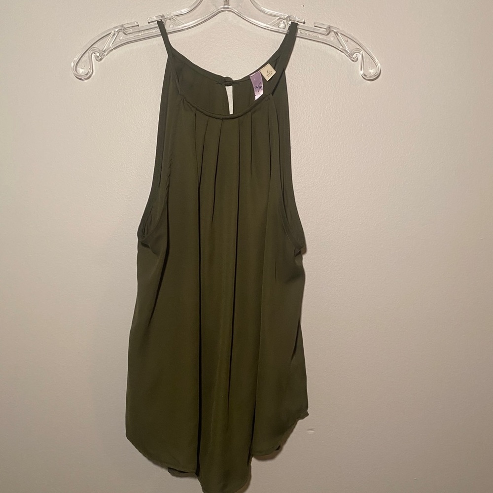 Olive Green Tank Top Blouse
